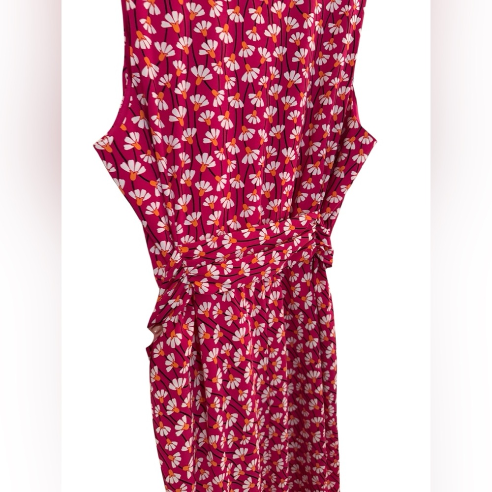 Women’s—Anne Klein Bright Magenta Sleeveless V-Neck Belted Maxi Dress. Size XL. - Picture 13 of 16